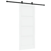 vidaXL skjutdörr med dörrhårdvara vit 83x202 cm massiv träfuru