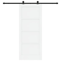vidaXL skjutdörr med dörrhårdvara vit 83x202 cm massiv träfuru