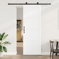 vidaXL Skjutdörr med hårdvarusats Vit 83x232 cm Massiv träbjörk, vidaXL Inredningsdörr 'ORKDAL'Vit 83x232x4 cm Massiv träbjörk