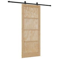 vidaXL Skjutdörr med Hårdvarusats 86x211 cm Massivt Trä Furu