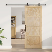 vidaXL Skjutdörr med Hårdvarusats 86x211 cm Massivt Trä Furu