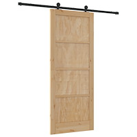 vidaXL Skjutdörr med Hårdvarusats 86x211 cm Massivt Trä Furu
