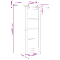 vidaXL Skjutdörr med Beslag Set 78x211 cm Massivt Tallträ