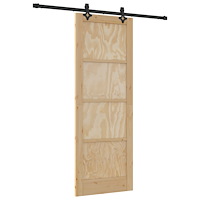 vidaXL Skjutdörr med Beslag Set 78x211 cm Massivt Tallträ