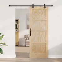 vidaXL Skjutdörr med Beslag Set 78x211 cm Massivt Tallträ