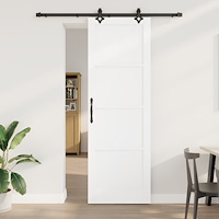 vidaXL Skjutdörr med hårdvarusats Vit 78x232 cm Massivt trä Fura, vidaXL Inomhusdörr 'ORKDAL'Vit 78x232x4 cm Massivt trä Fura