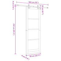 vidaXL skjutdörr med beslagset vit 83x232 cm solid furu