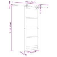 vidaXL Skjutdörr med hårdvarusats 83x211 cm Massivt tallträ