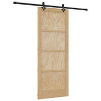 vidaXL Skjutdörr med hårdvarusats 83x211 cm Massivt tallträ