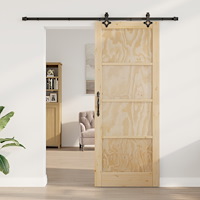 vidaXL Skjutdörr med hårdvarusats 83x211 cm Massivt tallträ