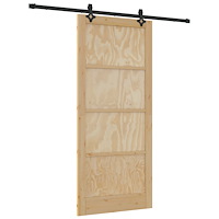 vidaXL Skjutdörr med skjutdörrstillbehör 93x211 cm Massivt tallträ