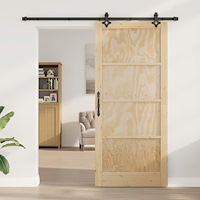 vidaXL Skjutdörr med skjutdörrstillbehör 93x211 cm Massivt tallträ