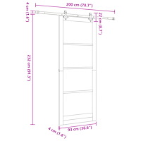 vidaXL Skjutdörr med beslagsset 93x232 cm Solid träfuru
