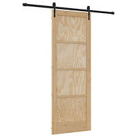 vidaXL Skjutdörr med skjutdörrstillbehör 78x211 cm Massivt träfuru