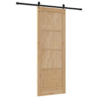 vidaXL Skjutdörr med skjutdörrstillbehör 78x211 cm Massivt träfuru