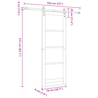 vidaXL Skjutdörr med skjutdörrstillbehör 78x211 cm Massivt träfuru