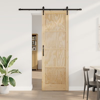 vidaXL Skjutdörr med Hårdvaruset 78x232 cm Massiv Trä Furu, vidaXL Inredningsdörr 'ORKDAL'78x232x4 cm Massiv Trä Furu