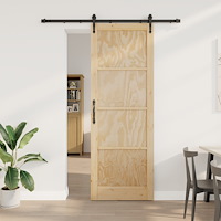 vidaXL Skjutdörr med beslag Set 83x232 cm Massivt trä Tall, vidaXL Inredd dörr 'ORKDAL'83x232x4 cm Massivt trä Tall