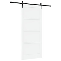 vidaXL Skjutdörr med Hårdvaruset Vit 93x211 cm Massivt Furu