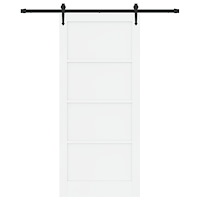 vidaXL Skjutdörr med Hårdvaruset Vit 93x211 cm Massivt Furu