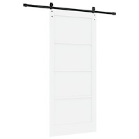 vidaXL Skjutdörr med Hårdvaruset Vit 93x211 cm Massivt Furu