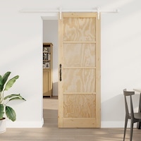 vidaXL Skjutdörr med hårdvarusats 78x211 cm Massiv trädfuru, vidaXL Inredningsdörr "ORKDAL" 78x211x4 cm Massiv trädfuru