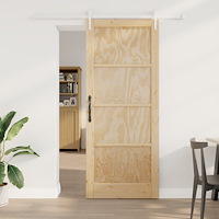 vidaXL Skjutdörr med Hårdvarusats 86x211 cm Solid Trä Furu, vidaXL Inredningsdörr 'ORKDAL'86x211x4 cm Solid Trä Furu