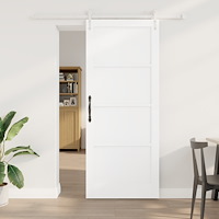 vidaXL Skjutdörr med skjutbeslag Vit 86x211 cm Solid träfuru, vidaXL Inredningsdörr 'ORKDAL'Vit 86x211x4 cm Solid träfuru