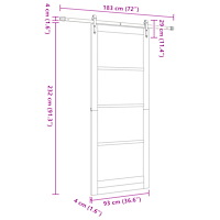 vidaXL Skjutdörr med Utrustningsset Vit 93x232 cm Solid Trä Furu
