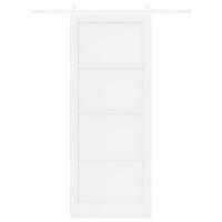 vidaXL Skjutdörr med Utrustningsset Vit 93x232 cm Solid Trä Furu