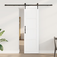 vidaXL skjutdörr med beslag set vit 61x198.5 cm massivt trä furu, vidaXL inredningsdörr 'ORKDAL'vit 61x198.5x4 cm massivt trä f...