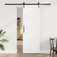 vidaXL Skjutdörr med Hårdvarusats Vit 73.5x211 cm Massivt trä Furu, vidaXL Innerdörr 'ORKDAL'Vit 73.5x211x4 cm Massivt trä Furu