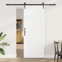 vidaXL skjutdörr med hårdvaruset vit 83x211 cm massivt trä furu, vidaXL inredningsdörr 'ORKDAL'vit 83x211x4 cm massivt trä furu