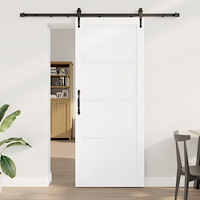 vidaXL Skjutdörr med Utrustningsset Vit 86x211 cm Solid Furu, vidaXL Innerdörr 'ORKDAL'Vit 86x211x4 cm Solid Furu