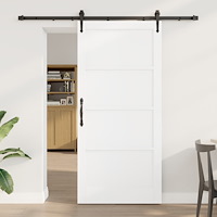 vidaXL Skjutdörr med beslag Vit 93x202 cm Solid Trä Furu, vidaXL Inreddörr 'ORKDAL'Vit 93x202x4 cm Solid Trä Furu