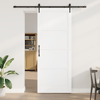 vidaXL Skjutdörr med Tillbehör Set Vit 93x232 cm Massivt Furuträ, vidaXL Inomhusdörr 'ORKDAL'Vit 93x232x4 cm Massivt Furuträ