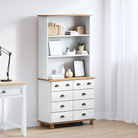 vidaXL Hutch “ASKIM” Vit 91x40x183 cm Massivt Trä Pine, vidaXL Hutch