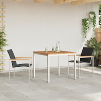 vidaXL 3-delat trädgårdsmatsalsset Solid akaciaträ, vidaXL utomhusmatbord 90x90x74,5 cm Solid akaciaträ