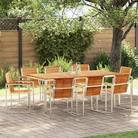 vidaXL 9-delars trädgårdsdining set solid teak, vidaXL utomhusbord 200x90x74.5 cm solid teak