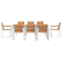 vidaXL 9-delars trädgårdsdining set solid teak
