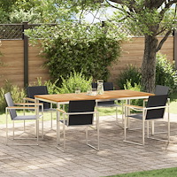 vidaXL 7 delat Trädgårds Matset Massivt Trä Teak, vidaXL Utematbord 200x90x74.5 cm Massivt Trä Teak