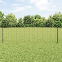 vidaXL Euro Stängsel med 11 U-poster Grå 0,6x25 m Stål