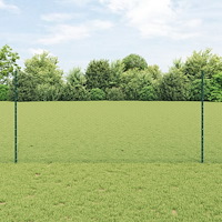 vidaXL Staketstolpar 5 st U-Kanal Grön 120 cm Stål, vidaXL Hexagonstängsel Grön 1.2x10 m Stål