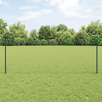 vidaXL Staketstolpar 11 st U-Kanal Grön 80 cm Stål, vidaXL Hexagonstaket Grön 0.8x25 m Stål