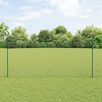 vidaXL Staketstolpar 11 st U-Kanal Grön 140 cm Stål, vidaXL Sexkantigt Staket Grön 1.4x25 m Stål