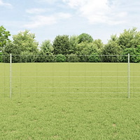 vidaXL Stängselstolpar 11 st U-kanal 80 cm galvaniserat stål, vidaXL Fältstängsel 0,8x25 m galvaniserat stål
