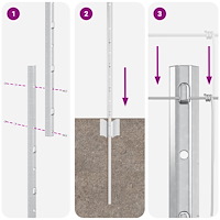 vidaXL Stängselstolpar 22 st U-Kanal 150 cm Galvaniserat Stål