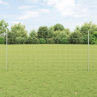 vidaXL Staketstolpar 22 st U-Kanal 120 cm Galvaniserat stål, vidaXL Fältstaket 1.2x50 m Galvaniserat stål