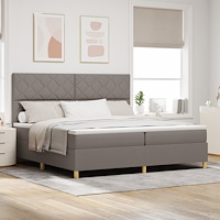 vidaXL Bäddfjäder med huvudgavel Taupe 200 x 200 cm tyg
