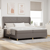 vidaXL Bäddfjäder med huvudgavel Taupe 200 x 200 cm tyg